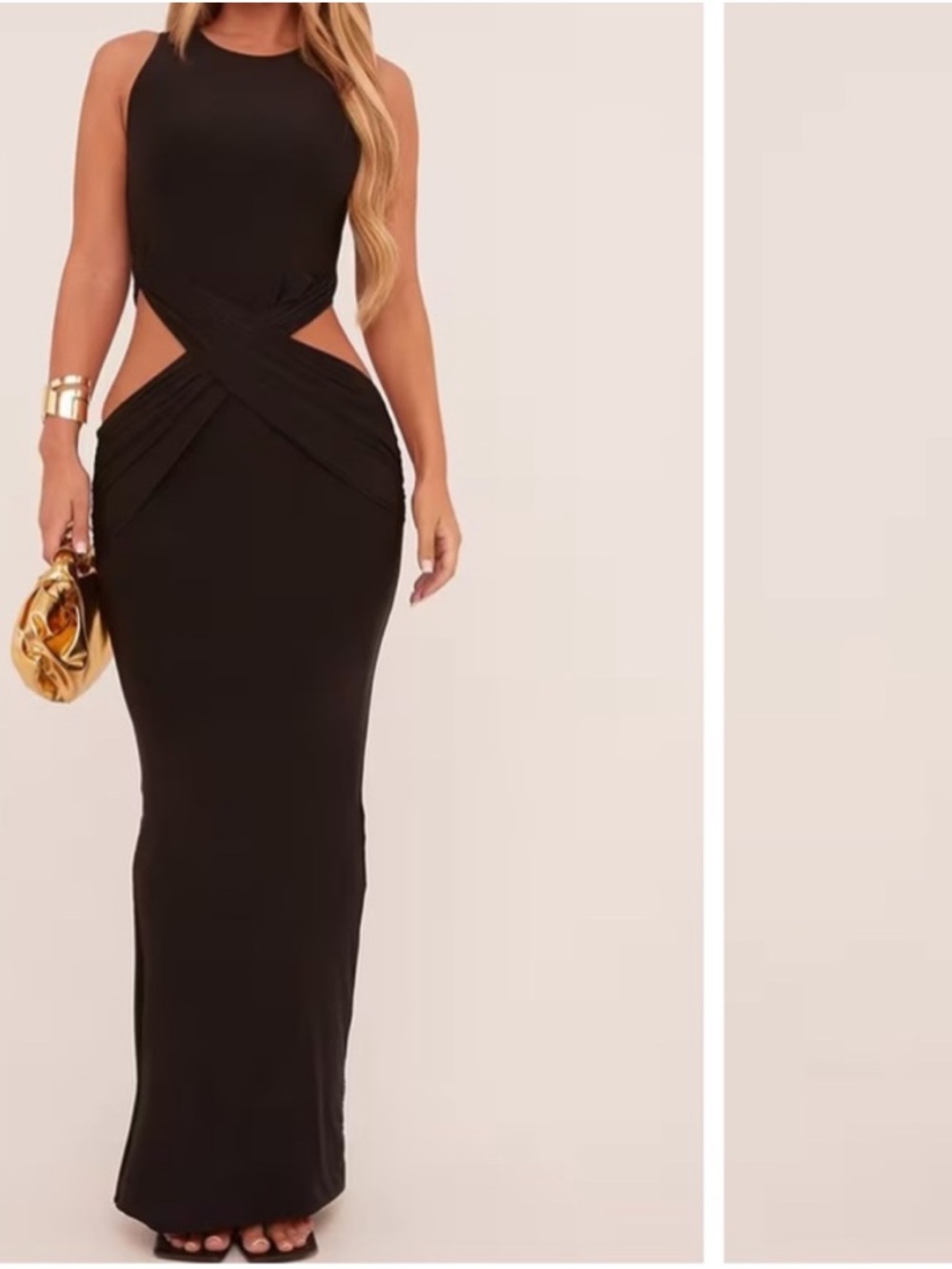 Sexy Sleeveless Cutout Waist Maxi Dress